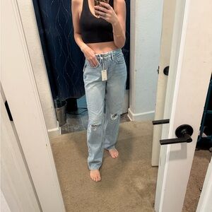 Good American Light Blue Good 90s Jeans with Knee Rips